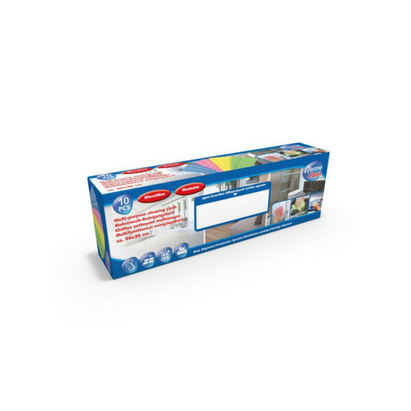 Lifetime Clean Microvezel huishoud/schoonmaakdoekjes - 10x stuks - kleuren mix - 30 x 30 cm