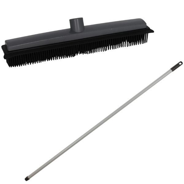 Rubberen bezem - L120 cm - rubber/metaal - grijs - kappersbezem