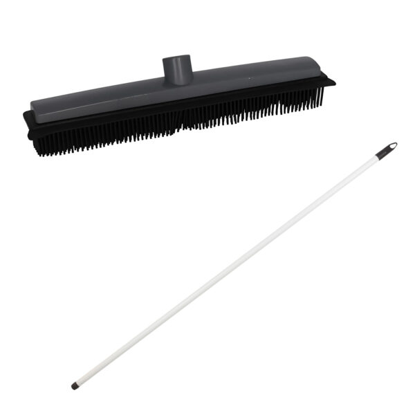 Rubberen bezem - L120 cm - rubber/metaal - wit - kappersbezem - binnen