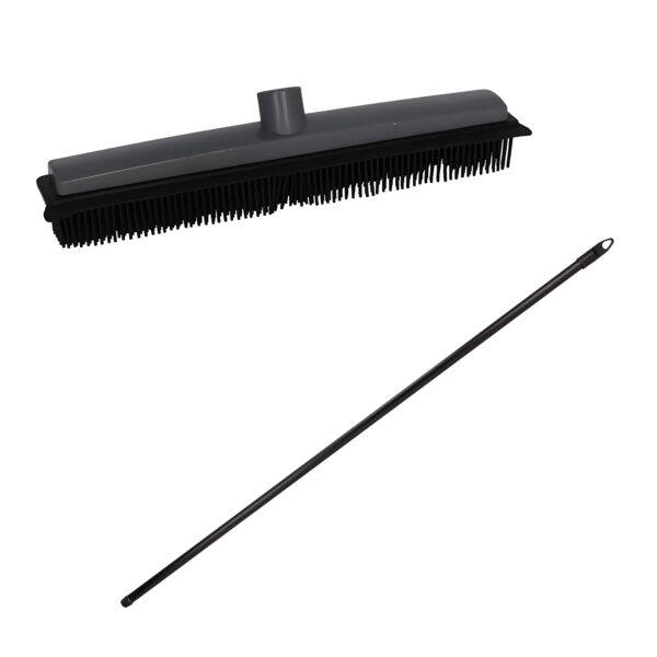 Rubberen bezem - L130 cm - rubber/metaal - zwart - kappersbezem