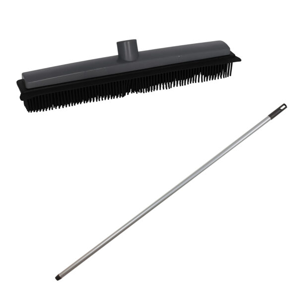 Rubberen bezem - L120 cm - rubber/metaal - grijs - schoonmaken - binnen