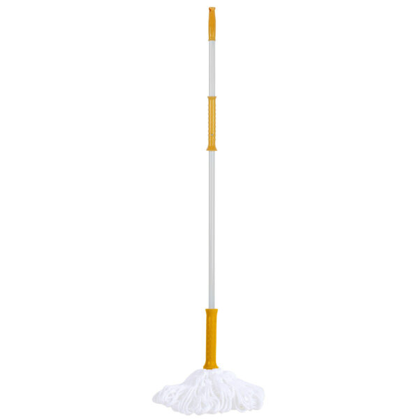 Urban Living Schoonmaak/dweil vloermop met telescoopsteel - uitschuifbaar 85 tot 125 cm - wit/geel -