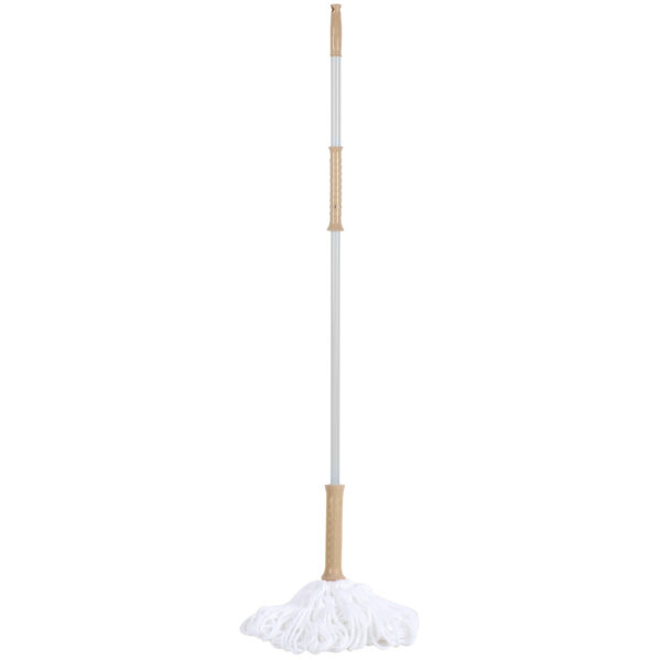 Urban Living Schoonmaak/dweil vloermop met telescoopsteel - uitschuifbaar 85 tot 125 cm - wit/zalmroze