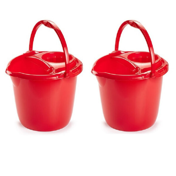 PlasticForte Dweilemmer - 2x - 15 liter - rood - mopemmer - 38 cm -