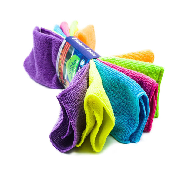 Microvezel huishoud/schoonmaakdoek - 6x stuks - neon kleuren mix - 30 x 30 cm