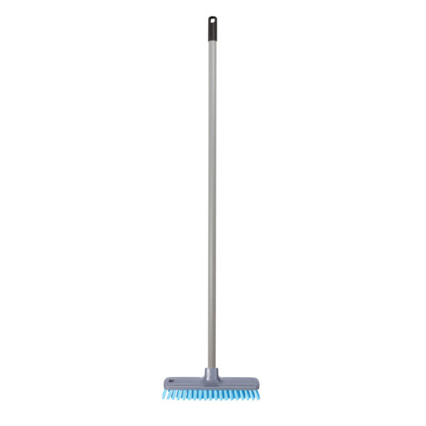 Brumag Luiwagen/schrobber 22 cm - Steel 120 cm - kunststof - grijs/blauw - harde schrobborstel