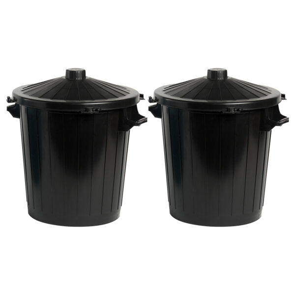 Cosy & Trendy Wasmand met deksel - 2x - 50 liter - zwart - 55 x 49 x 58 cm