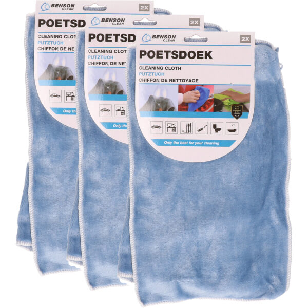Benson Poetsdoeken - set 6x - extra zacht - microvezel - 2 formaten - schoonmaken