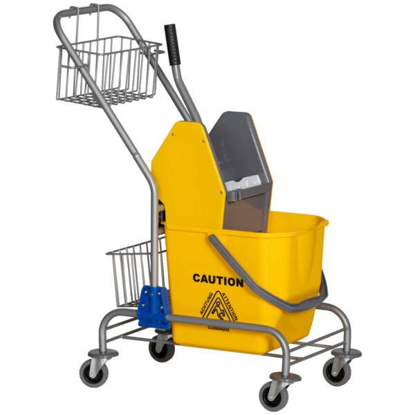 Homcom Dweil Emmer Met Wielen Drukafdruiprek 73X45X95 Cm Geel